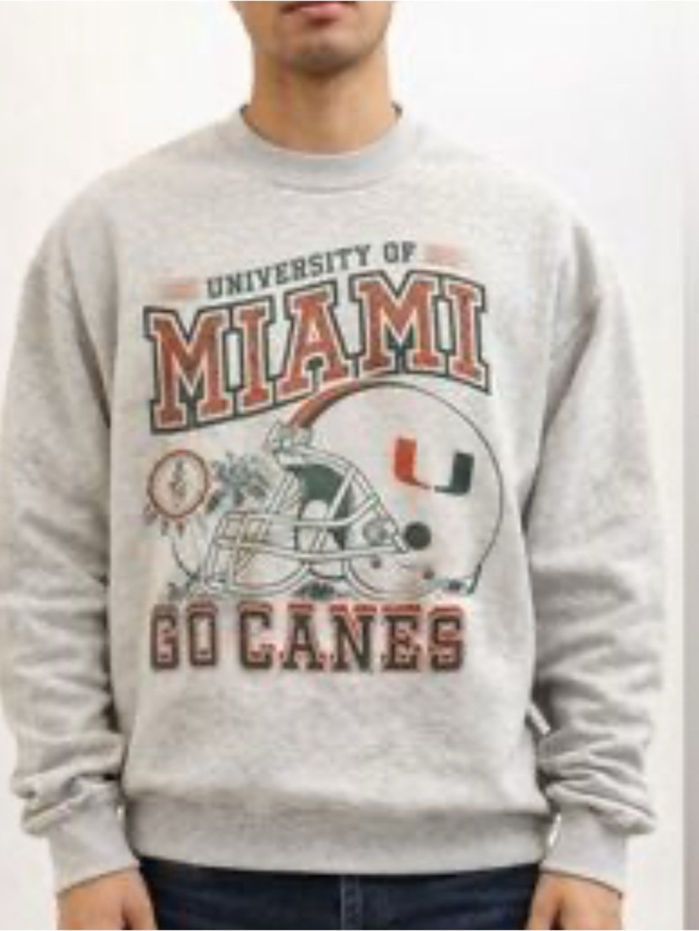 Hollister University of Miami Gray 'Canes Crewneck Sweatshirt